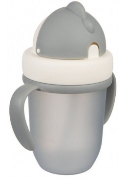 Кружка з силіконовою трубочкою сіра Canpol Babies Matte Pastels, 210 мл